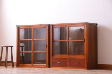 アンティーク家具　古民具・骨董　幅狭!アンティーク重ね収納棚(食器棚)