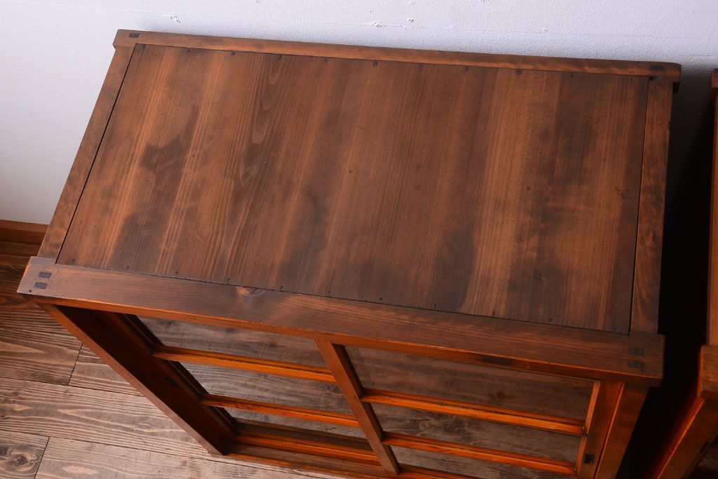 アンティーク家具　古民具・骨董　幅狭!アンティーク重ね収納棚(食器棚)