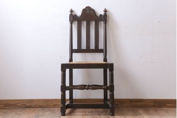 アンティーク家具　イギリスアンティーク　ラッシ座面チェア(2)