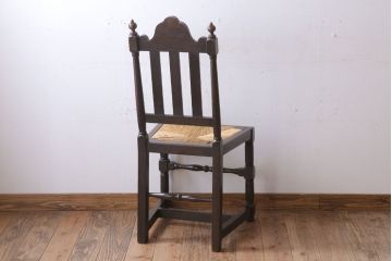 アンティーク家具　イギリスアンティーク　ラッシ座面チェア(2)