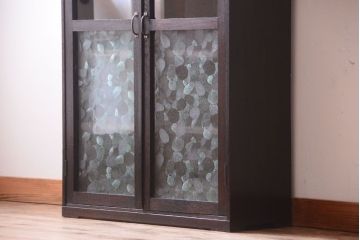レトロ家具　薄型!レトロガラスがおしゃれなアンティーク本箱(収納棚)