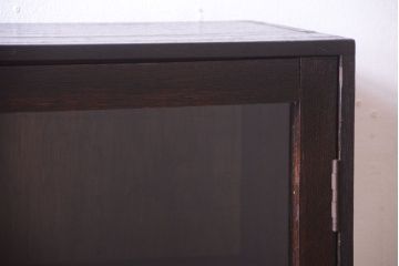 レトロ家具　薄型!レトロガラスがおしゃれなアンティーク本箱(収納棚)