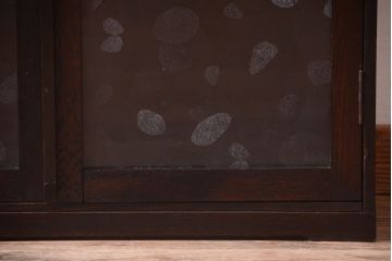 レトロ家具　薄型!レトロガラスがおしゃれなアンティーク本箱(収納棚)