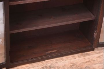 レトロ家具　薄型!レトロガラスがおしゃれなアンティーク本箱(収納棚)