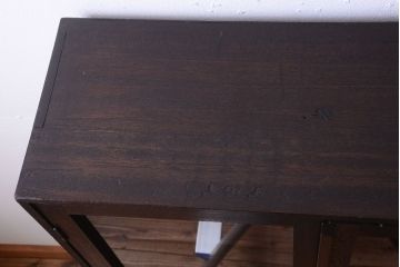 レトロ家具　薄型!レトロガラスがおしゃれなアンティーク本箱(収納棚)
