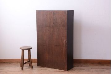 レトロ家具　薄型!レトロガラスがおしゃれなアンティーク本箱(収納棚)