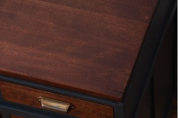 アンティーク家具　古いカバ材の上質な組み立て式両袖机(デスク)