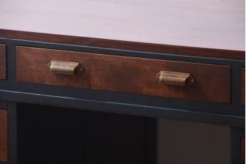 アンティーク家具　古いカバ材の上質な組み立て式両袖机(デスク)