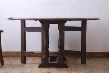 中古　松本民芸家具　28型　上質なバタフライ卓(折りたたみテーブル)(定価約16万円)