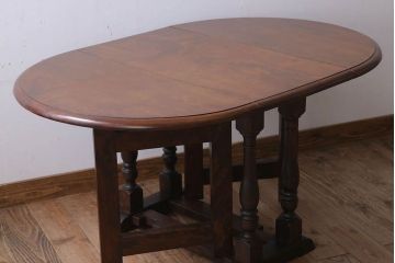 中古　松本民芸家具　28型　上質なバタフライ卓(折りたたみテーブル)(定価約16万円)