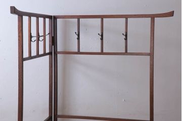 アンティーク雑貨　タモ材製　フック付き　古い木の味わい深い和製アンティーク衣桁