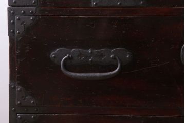 アンティーク家具　明治期!古民具・骨董　漆塗り　上質な重ね衣装箪笥(観音箪笥)