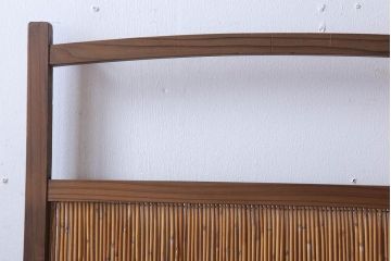 古民具・骨董　古い木味の四連屏風衝立て(パーテーション)(3)