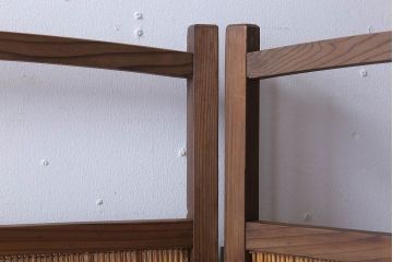 古民具・骨董　古い木味の四連屏風衝立て(パーテーション)(3)