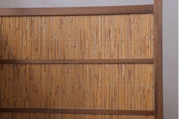 古民具・骨董　古い木味の四連屏風衝立て(パーテーション)(3)