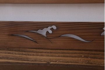 古民具・骨董　古い木味の四連屏風衝立て(パーテーション)(3)