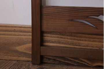 古民具・骨董　古い木味の四連屏風衝立て(パーテーション)(3)