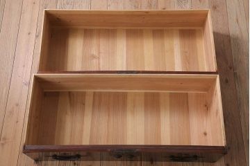 アンティーク家具　明治期　古民具・骨董　アンティーク二本松箪笥ローボード(時代箪笥・衣装箪笥)