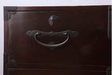 アンティーク家具　明治期　古民具・骨董　アンティーク二本松箪笥ローボード(時代箪笥・衣装箪笥)