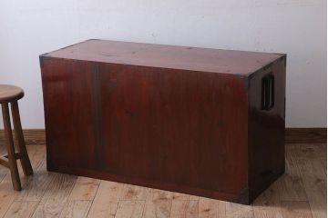 アンティーク家具　明治期　古民具・骨董　アンティーク二本松箪笥ローボード(時代箪笥・衣装箪笥)