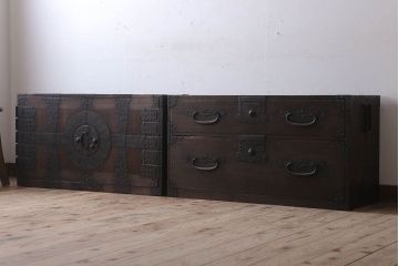 アンティーク家具　明治期　アンティークの重ね観音箪笥(衣装箪笥・時代箪笥)