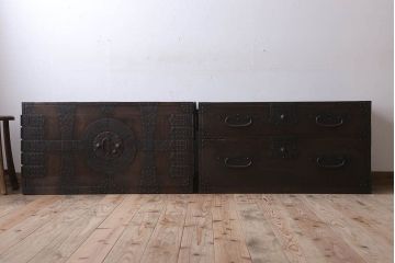アンティーク家具　明治期　アンティークの重ね観音箪笥(衣装箪笥・時代箪笥)