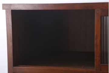 アンティーク家具　モールガラス　脚付き!古い木製のシンプルな収納棚(キャビネット)