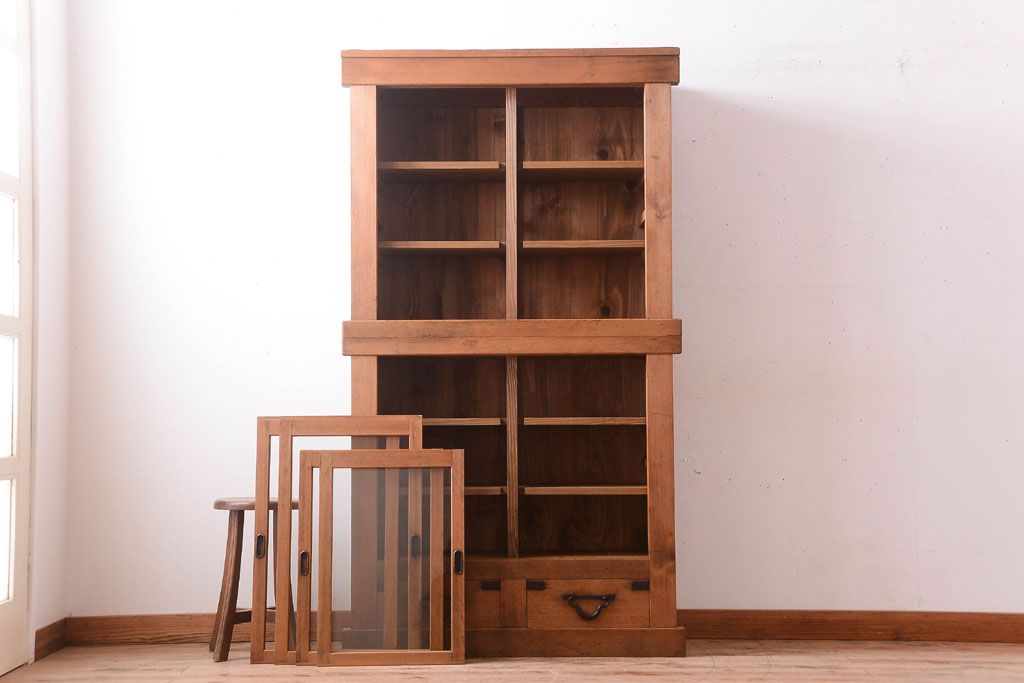 アンティーク家具　古民具・骨董　三尺　木味が美しい重ね収納棚(水屋箪笥)