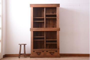 アンティーク家具　古民具・骨董　三尺　木味が美しい重ね収納棚(水屋箪笥)