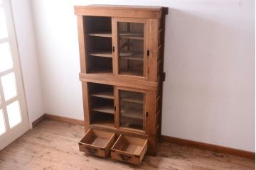 アンティーク家具　古民具・骨董　三尺　木味が美しい重ね収納棚(水屋箪笥)