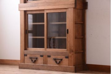 アンティーク家具　古民具・骨董　三尺　木味が美しい重ね収納棚(水屋箪笥)