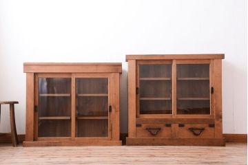 アンティーク家具　古民具・骨董　三尺　木味が美しい重ね収納棚(水屋箪笥)