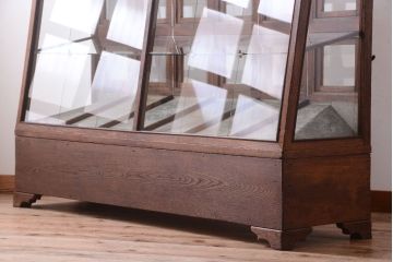 レトロ家具　古い商店の昭和レトロな引き出し付きガラスケース(陳列ケース・マス目棚)