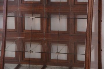 レトロ家具　古い商店の昭和レトロな引き出し付きガラスケース(陳列ケース・マス目棚)