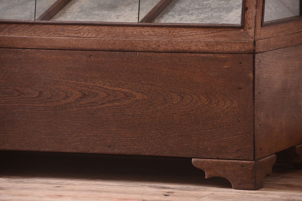 レトロ家具　古い商店の昭和レトロな引き出し付きガラスケース(陳列ケース・マス目棚)