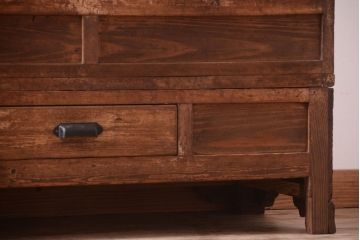 レトロ家具　古い商店の昭和レトロな引き出し付きガラスケース(陳列ケース・マス目棚)