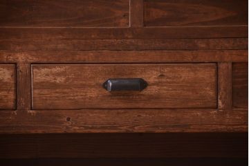 レトロ家具　古い商店の昭和レトロな引き出し付きガラスケース(陳列ケース・マス目棚)