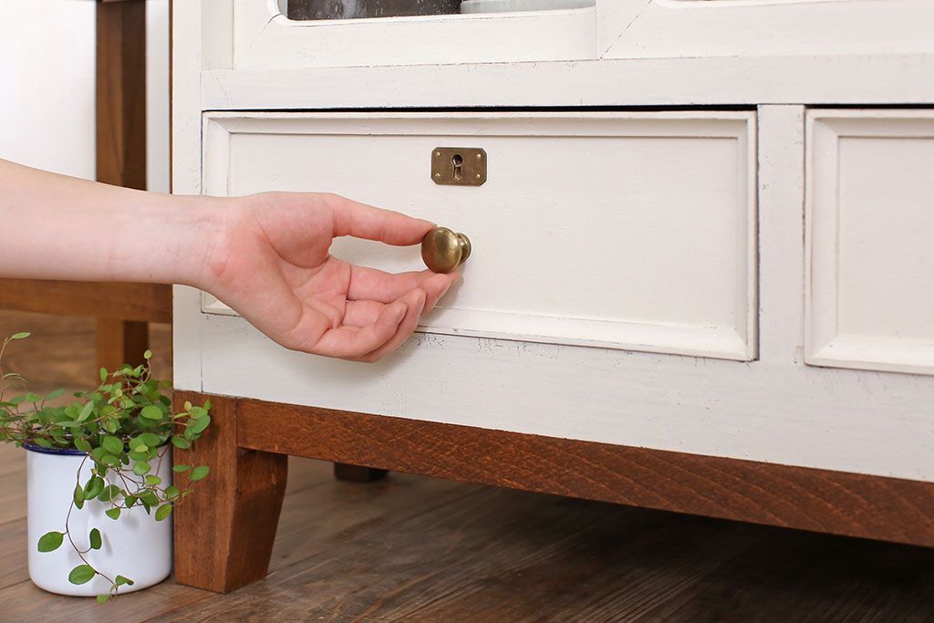 アンティーク家具　気泡ガラス入り!アンティークペイントローボード