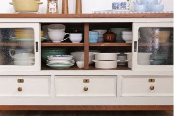 アンティーク家具　気泡ガラス入り!アンティークペイントローボード