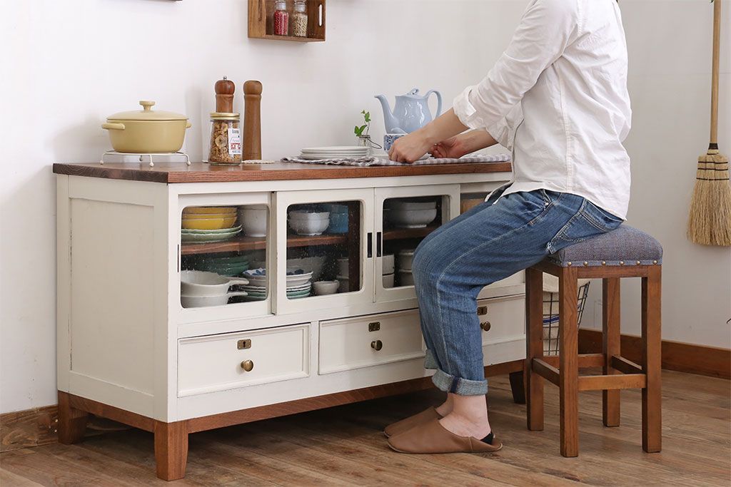 アンティーク家具　気泡ガラス入り!アンティークペイントローボード