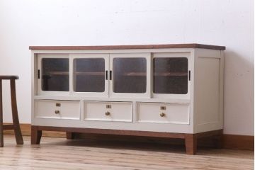 アンティーク家具　気泡ガラス入り!アンティークペイントローボード