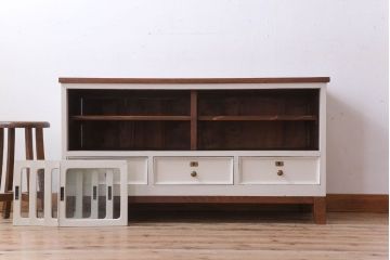 アンティーク家具　気泡ガラス入り!アンティークペイントローボード