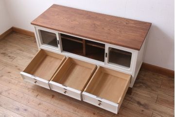 アンティーク家具　気泡ガラス入り!アンティークペイントローボード