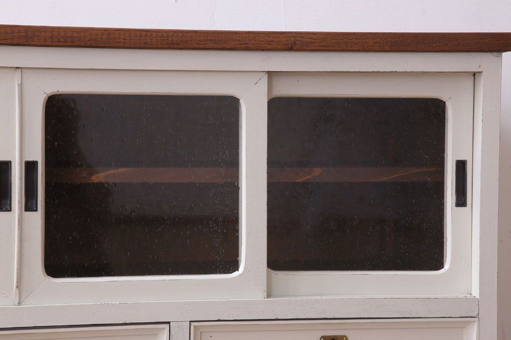 アンティーク家具　気泡ガラス入り!アンティークペイントローボード