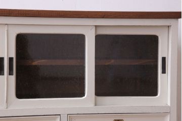 アンティーク家具　気泡ガラス入り!アンティークペイントローボード