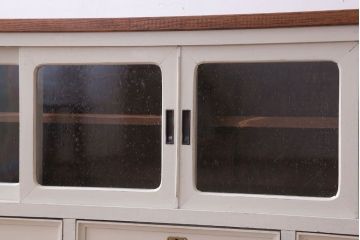 アンティーク家具　気泡ガラス入り!アンティークペイントローボード