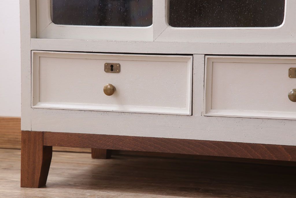 アンティーク家具　気泡ガラス入り!アンティークペイントローボード