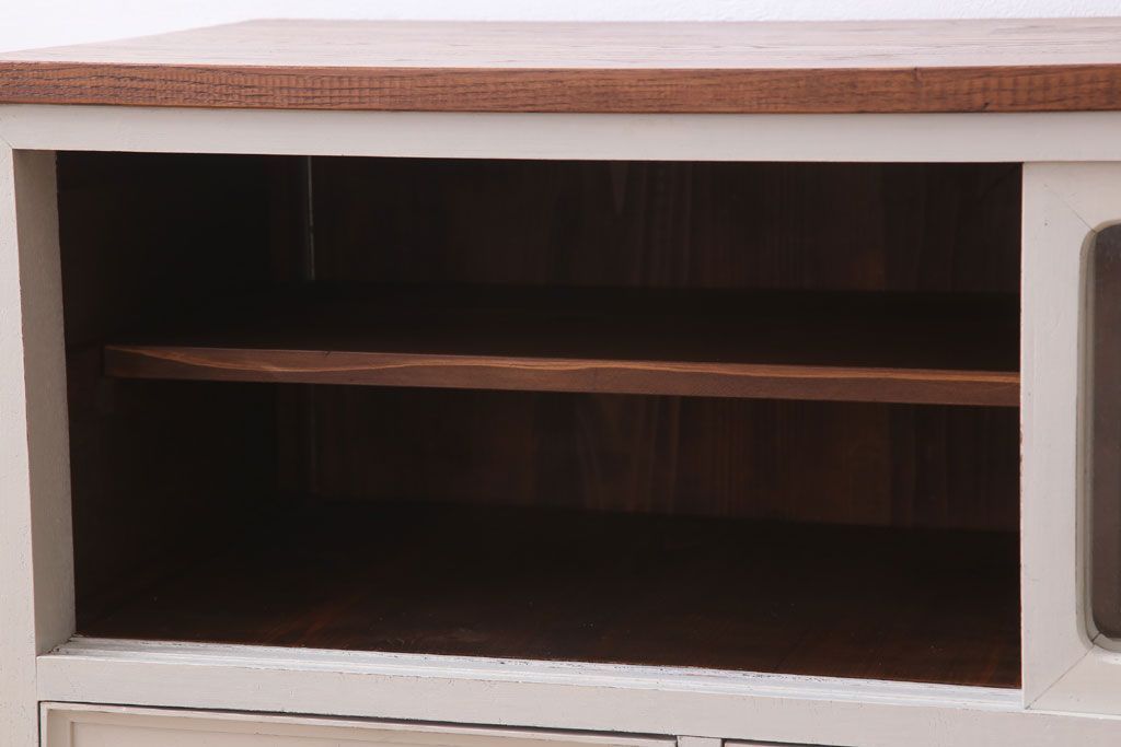 アンティーク家具　気泡ガラス入り!アンティークペイントローボード