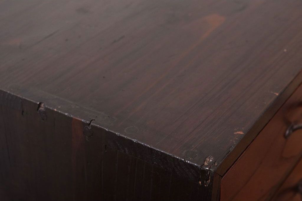 レトロ家具　昭和レトロ　古い木製のアンティーク5杯小引き出し(2)