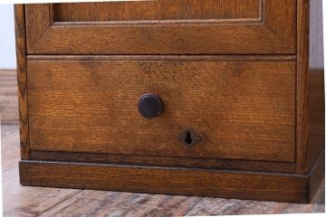 レトロ家具　扉付き!古いナラ材製の昭和レトロなアンティーク小引き出し